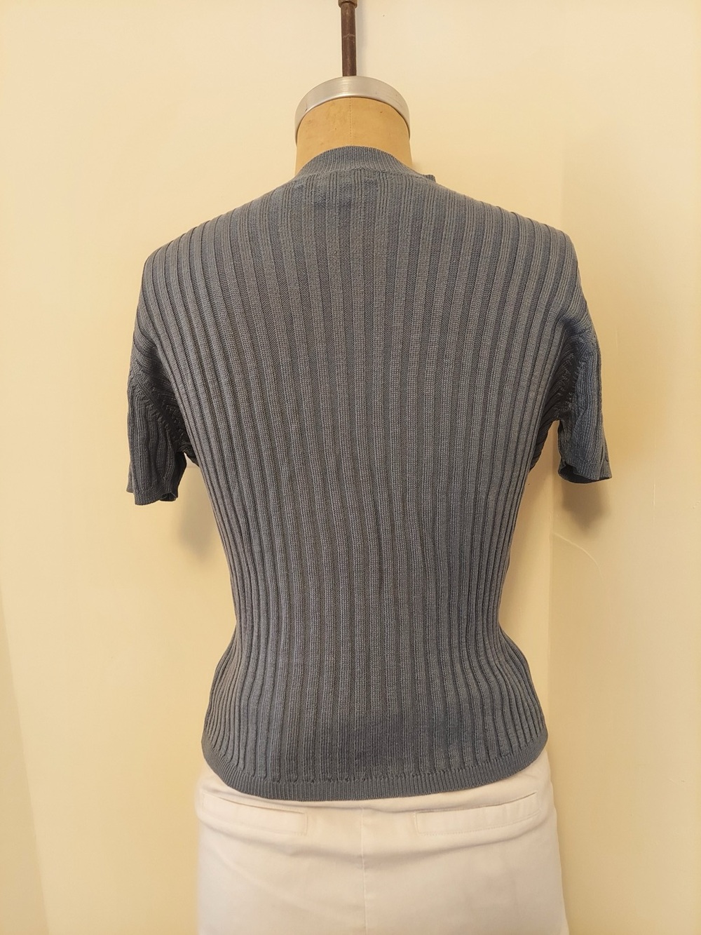 Banana Republic Ribbed Short Sleeve Top in Slate Blue - Picture 2 of 4